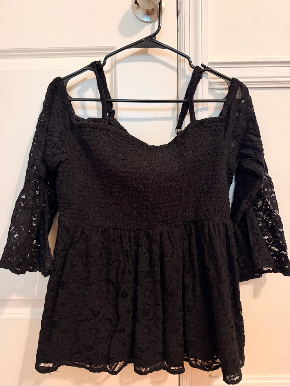 torrid Black Lace Cold-Shoulder Peplum Top